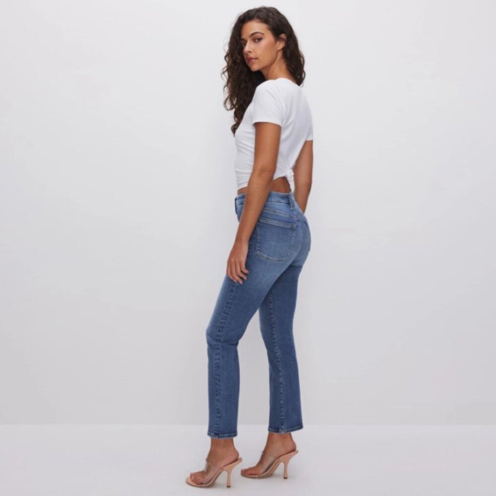 NWT Good American Power Stretch Pull-on Straight Jeans - Picture 3 of 9